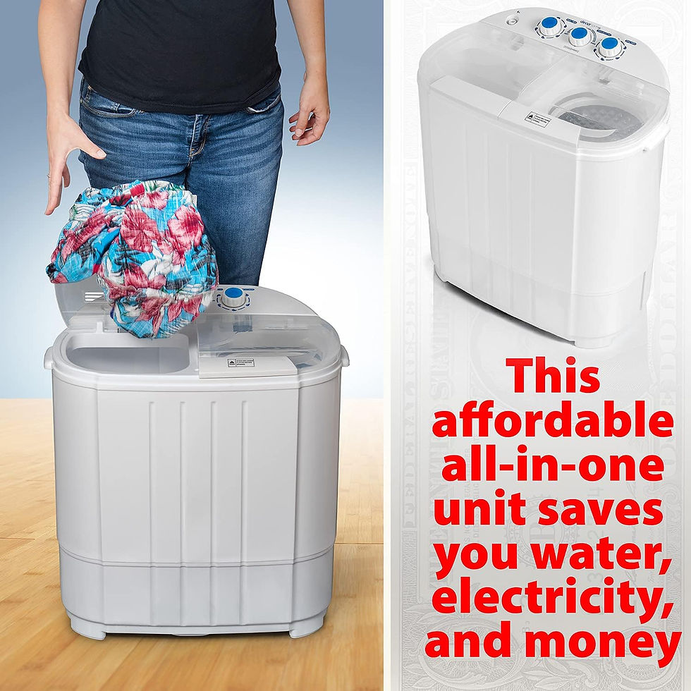 Thumbnail: Deco Home Compact Washing Machine with Twin Tub for Wash and Spin Dry, Portable