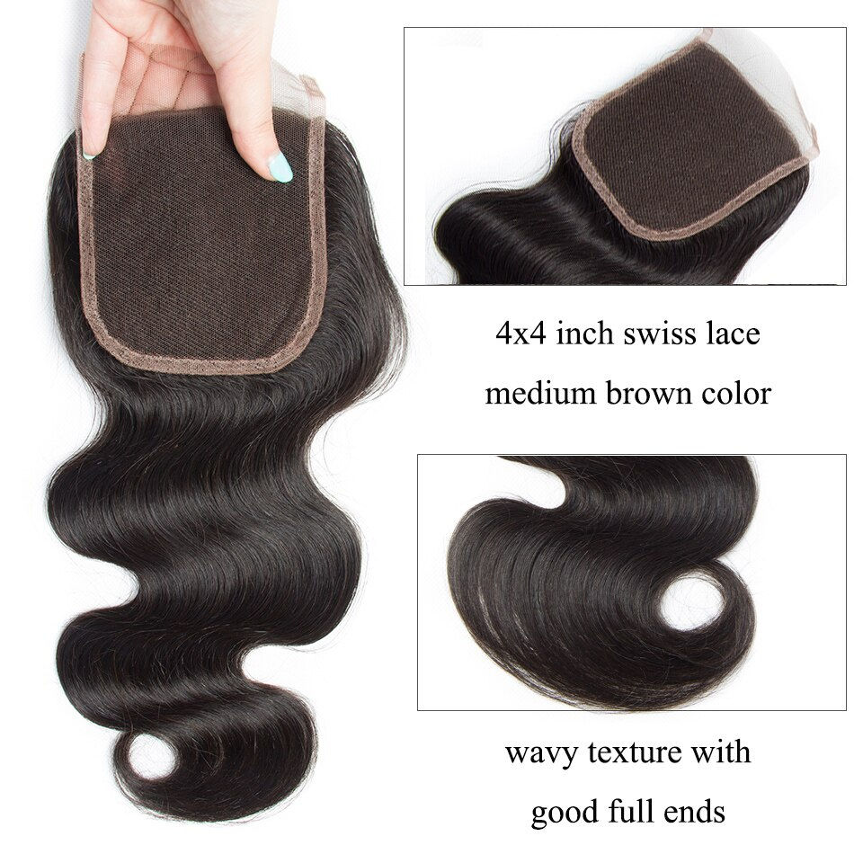 Thumbnail: 12A Peruvian Body Wave Bundles With Frontal Closure 13x4 Unprocessed Wet And Wa