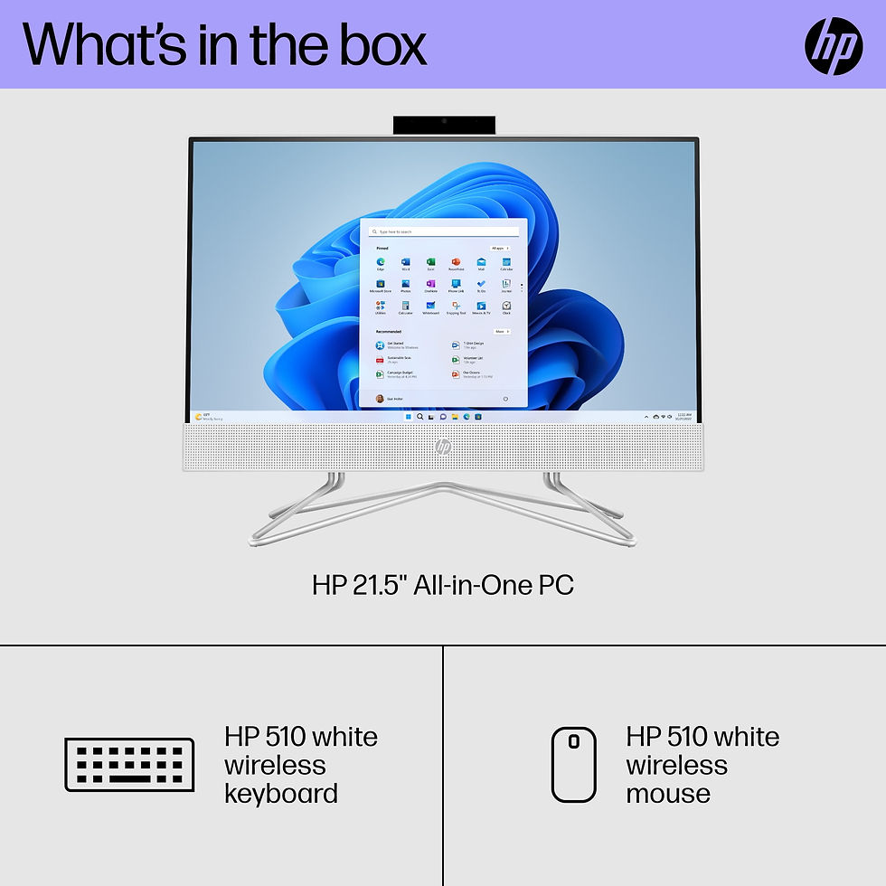 Thumbnail: HP 21.5" All-in-One PC, Intel Pentium Silver J5040, 8GB SDRAM, 128GB SSD, Snow 