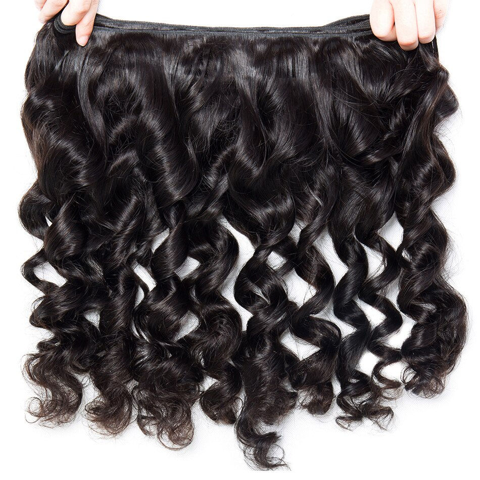 Thumbnail: Brazilian Loose Wave Bundles With Frontal Human Hair Extensions Loose Deep Bund