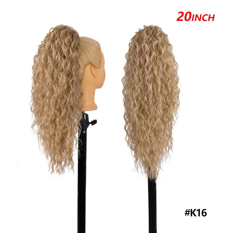Thumbnail: Kanekalon 20Inch Smooth Heat Resistant Draw String Hairpiece Water Wave Afro Cu