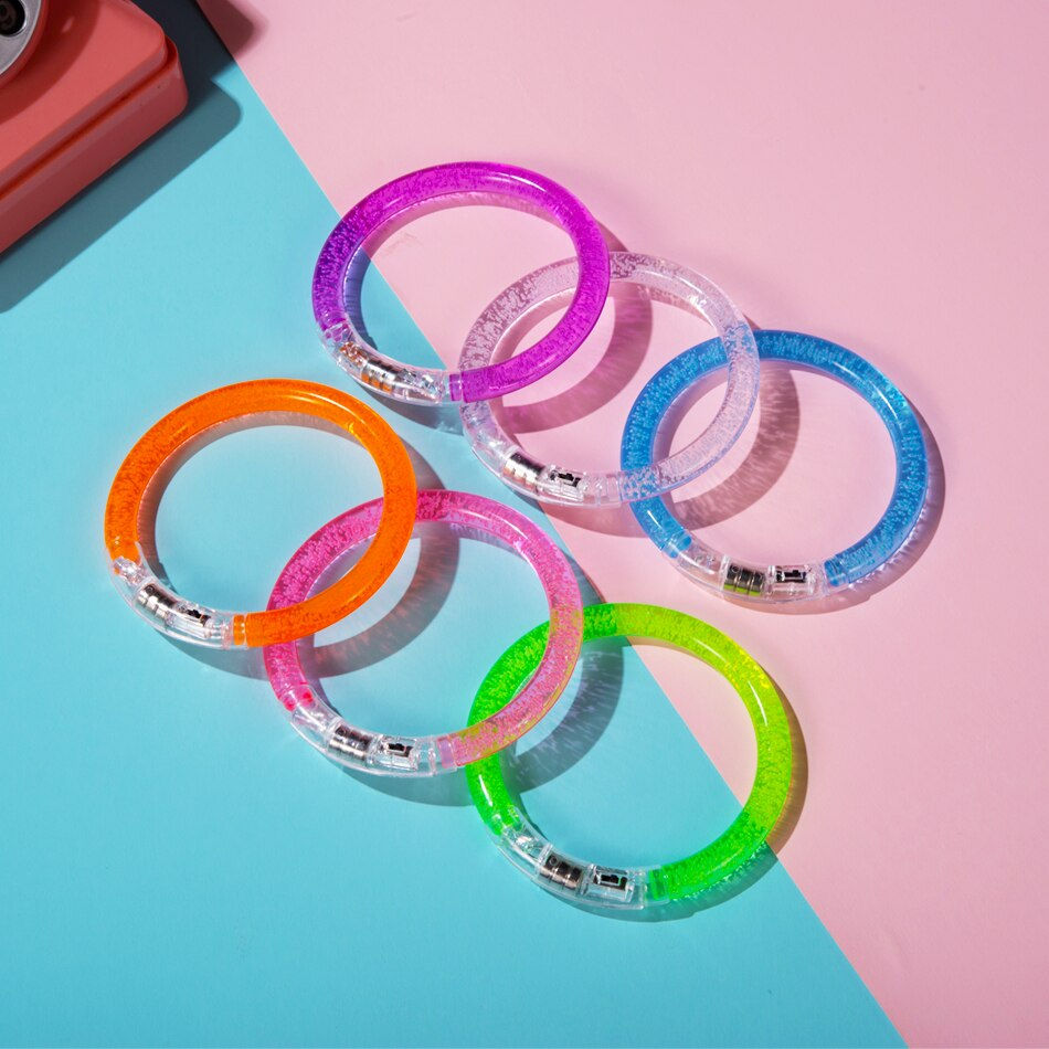 Thumbnail: 10/15/30/50 Pcs LED Light Up Bracelets Neon Glowing Bangle Luminous Wristbands 