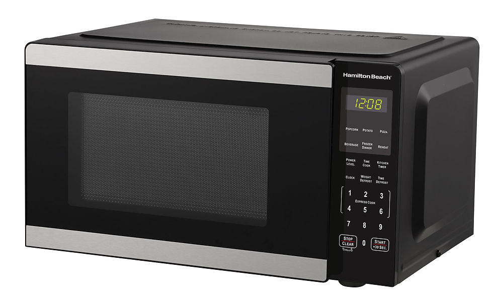 Thumbnail: Hamilton Beach 0.9 Cu ft Countertop Microwave Oven, 900 Watts, Stainless Steel,