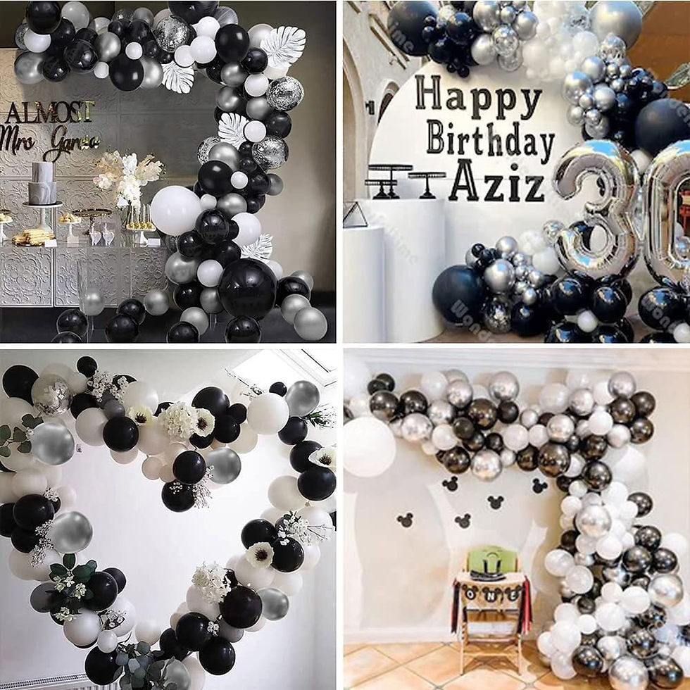 Thumbnail: Fangsheng Black Metallic Silver White Balloon Garland Arch Kit 100PCS Balloons 
