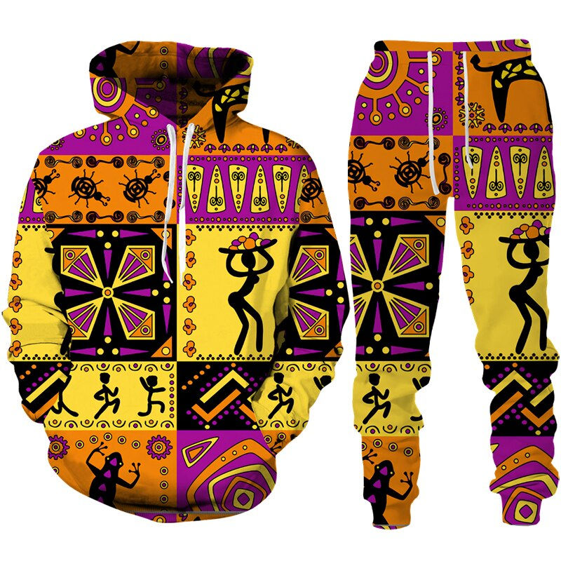 Thumbnail: Colorful Folk-Custom 3D Print Hoodie+Pants Suit Men Women Long Sleeve Sports Tr