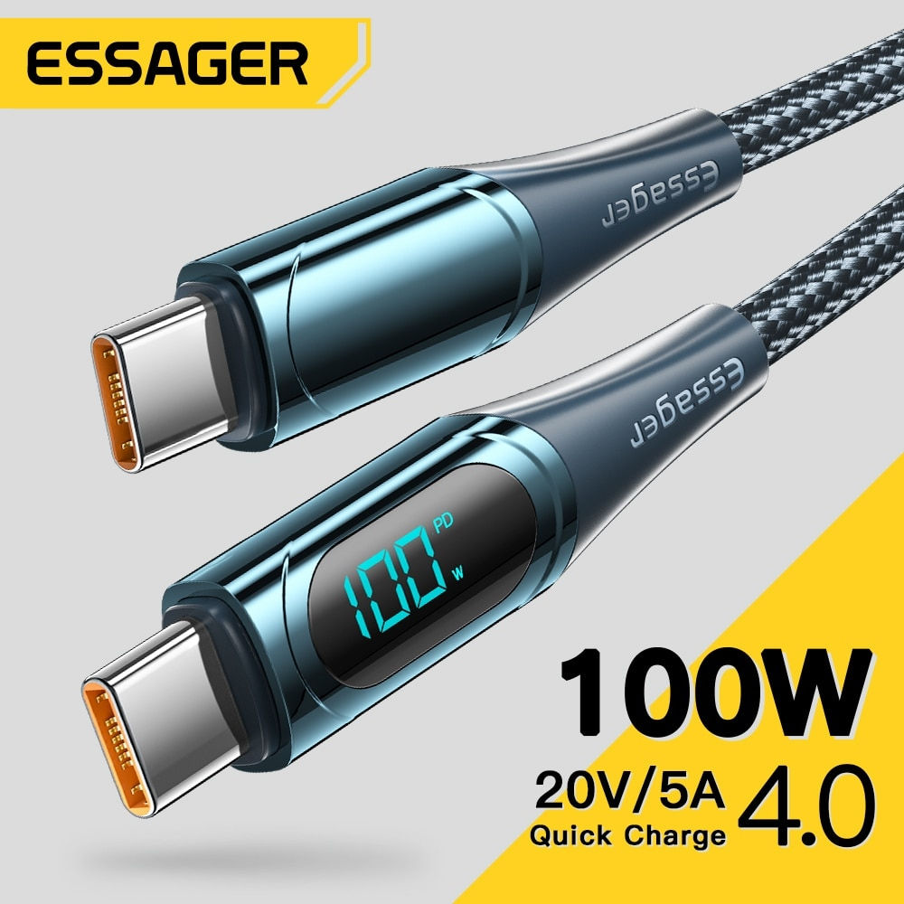 Essager USB To Type C Cable C To C 100W/5A PD Fast Charging Charger Wire Cord F