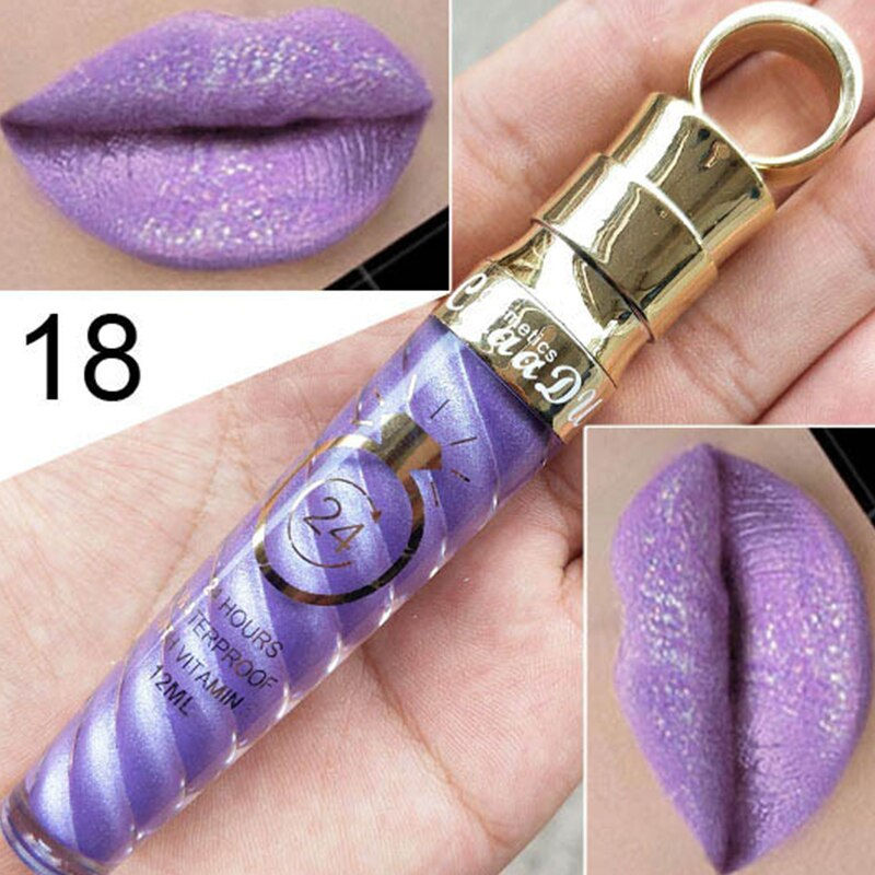 Thumbnail: 20 Colors Metallic Lip Glaze Lip Balm Glitter Lip Gloss Matte Shimmer Lipstick 