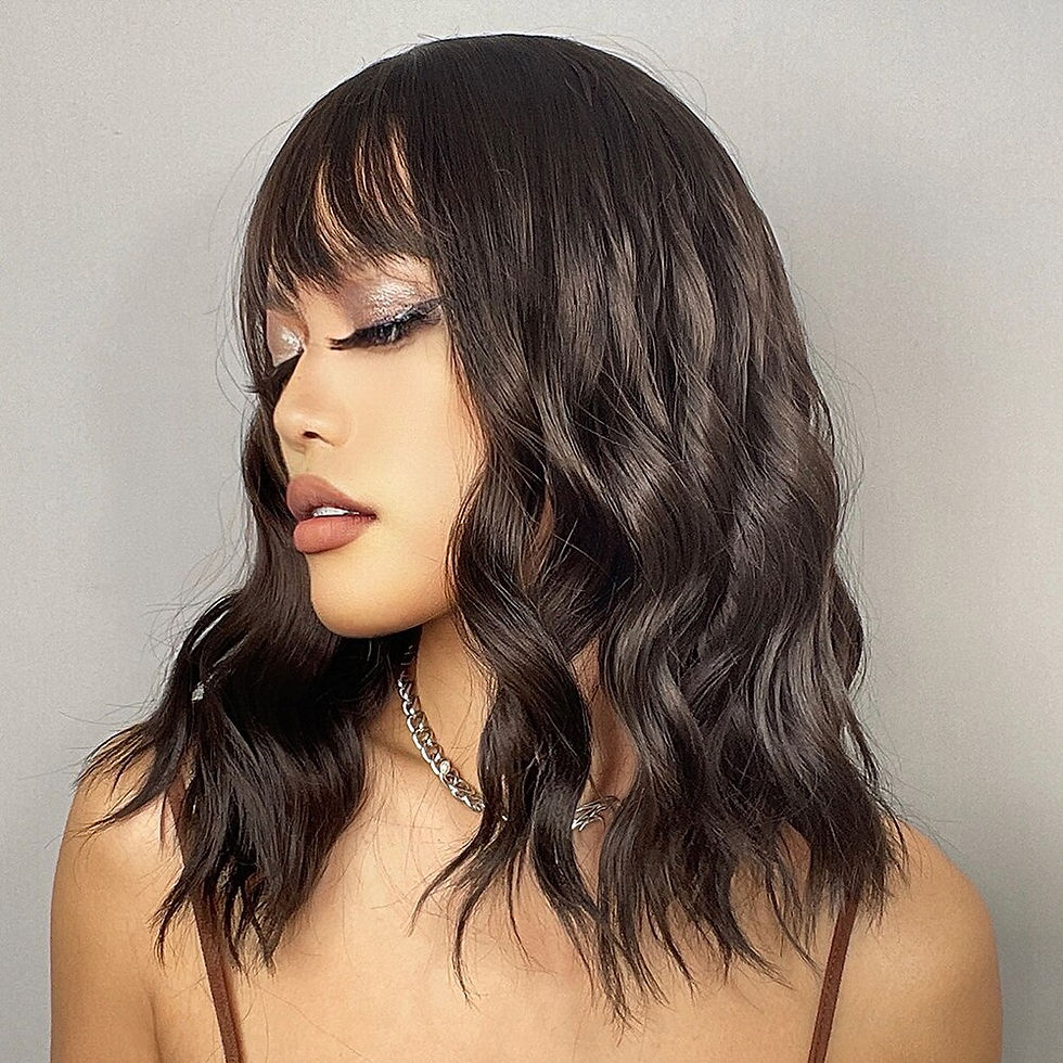 Thumbnail: Short Wavy Bob Wigs For Women Brown Bob Wig Synthetic Natural Wig For Girl Dail