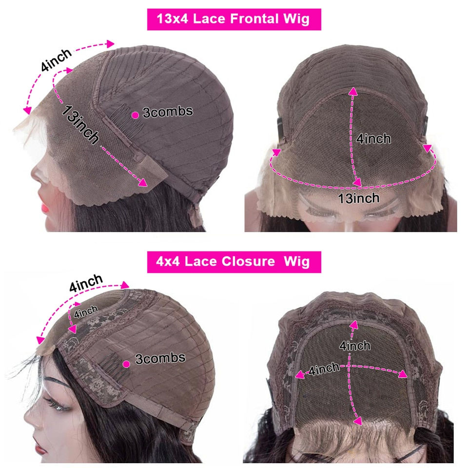 Thumbnail: 13x4 Bone Straight Lace Front Human Hair Wigs PrePlucked Brazilian 4x4 Closure 