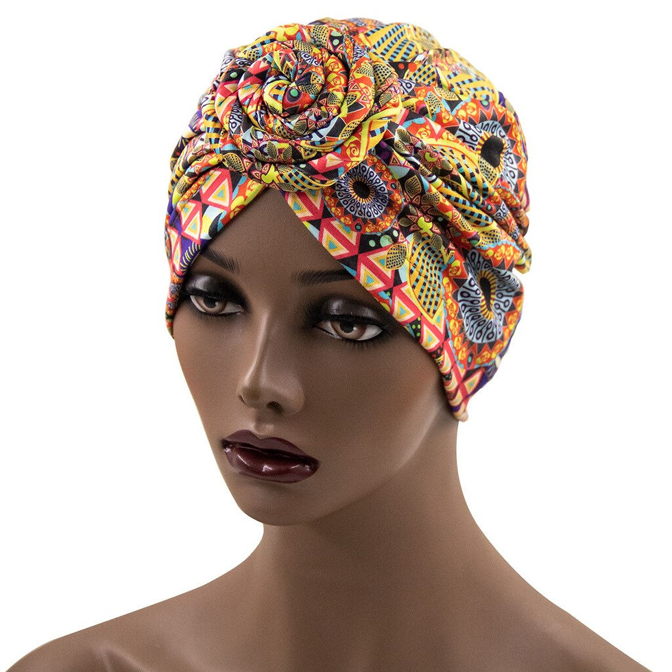 Thumbnail: 2021 Fashion Elastic Hijab Bands Ladies Turban African Printed Swirl Turban Fas