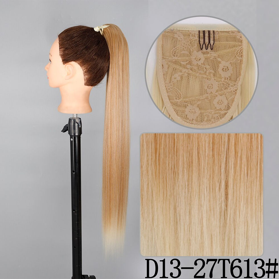 Thumbnail: LISI GIRL Synthetic 34" 22" Long Straight Ribbon  Fake Ponytails Clip on Hair T