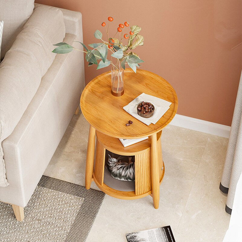 Thumbnail: Nordic Solid Wood Small Coffee Tables Designer Organizer Minimalist Side Table 