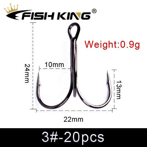 Thumbnail: FISH KING 20pcs/Pack Fishing Hook High Carbon Steel Black Nickel Super Sharp Tr