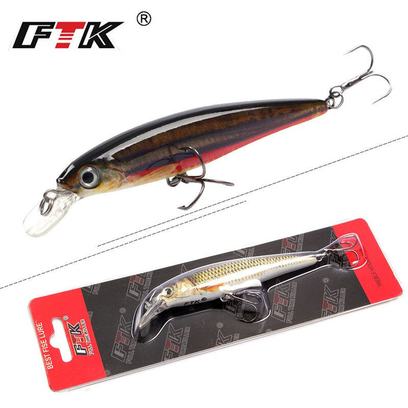 Thumbnail: FTK 12g Floating Swimbait Hard Bait Minnow Fishing Lure 10cm 3D Eye Jerkbait Wo