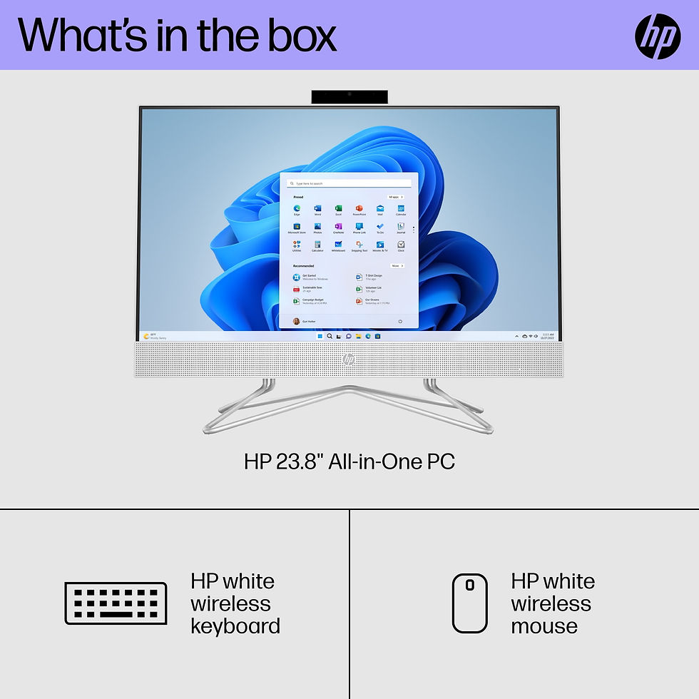 Thumbnail: HP 23.8" All-in-One PC, Intel Core i3-1115G4, 8GB SDRAM, 256GB SSD, Snow White,
