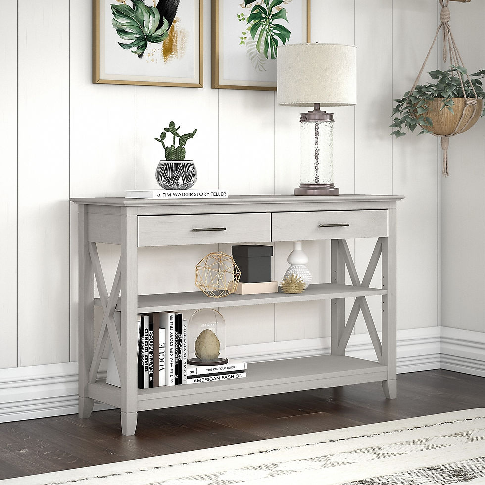 Console Table with Drawers and Shelves Linen White Oak