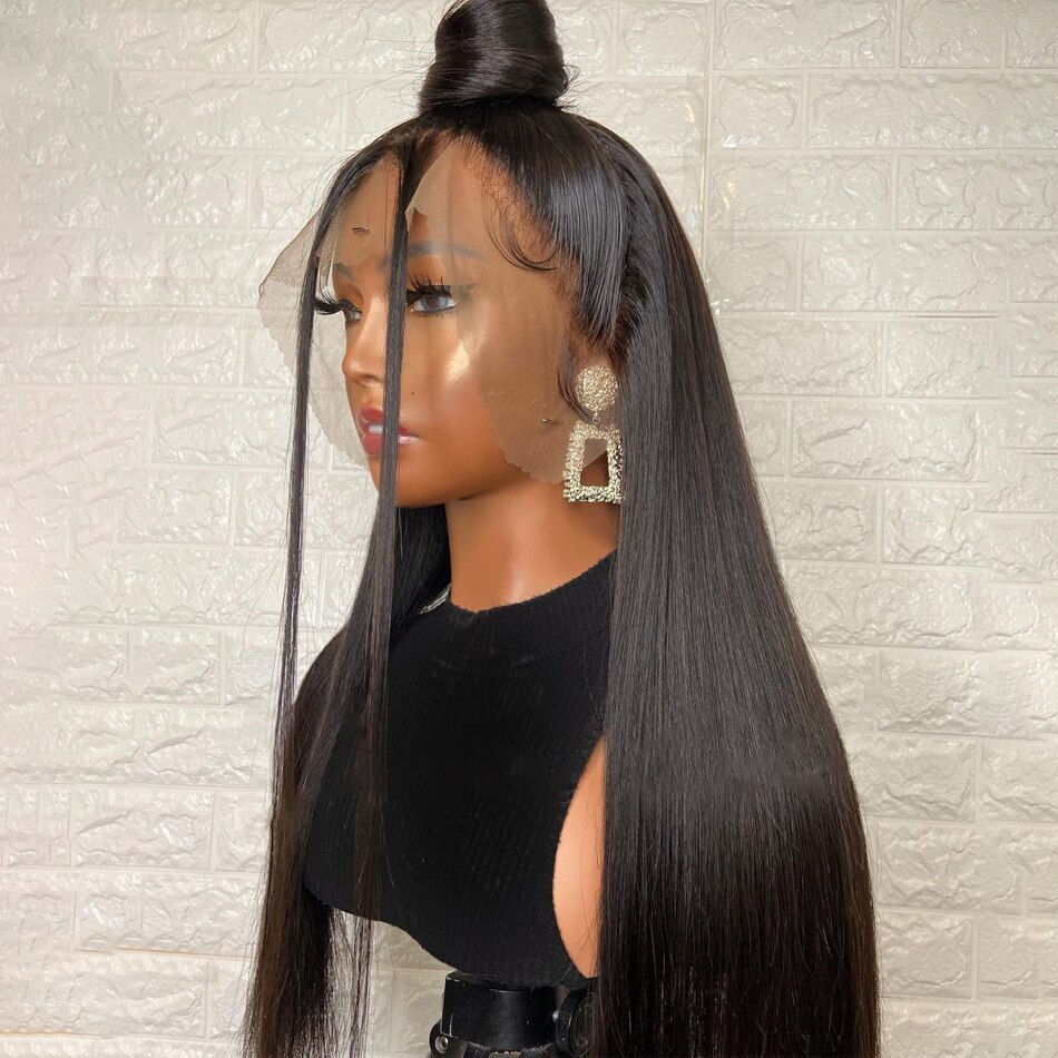 Thumbnail: Preplucked Glueless Black 26 Inches 180%Density Straight Lace Front Wig With Ba