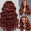 Thumbnail: Soft Orange Brown 26“Long Glueless 180 Density Curly Deep Wave Lace Front Wig F