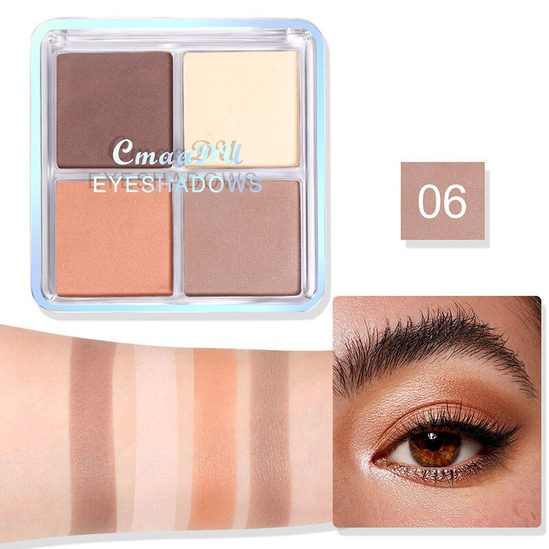 Thumbnail: 4Colors Shimmer Matte Eyeshadow Palette Eyeshadow Primer Waterproof Nude Eye Pi