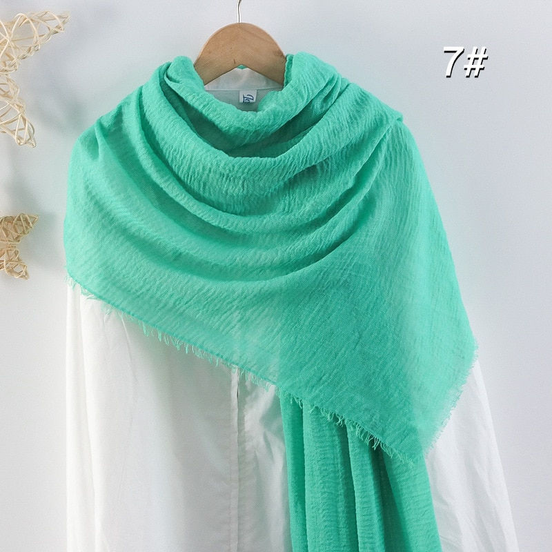 Thumbnail: 90x180cm Solid Colors Cotton Linen Large Scarf Black White Beige Red Blue Pink 