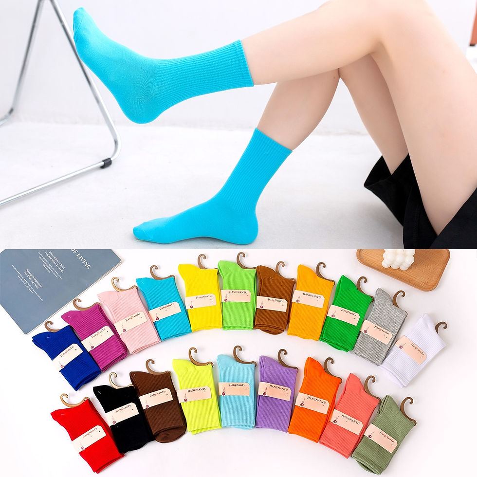 Thumbnail: Japanese Fashion Girls Socks Loose Solid Color Knitting Cotton Middle Tube High