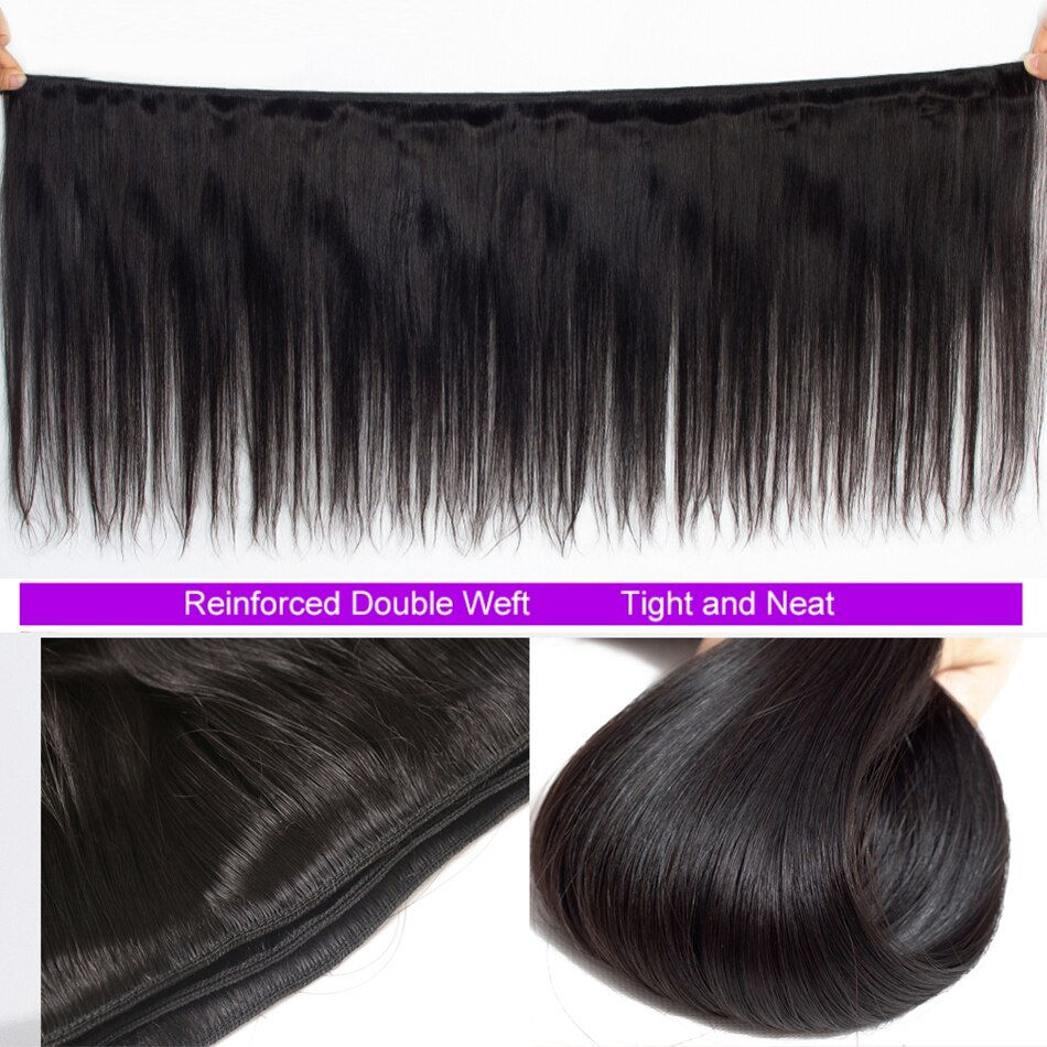 Thumbnail: 12A Straight Hair Bundles Raw Brazilian Human Hair Extensions For Black Women N