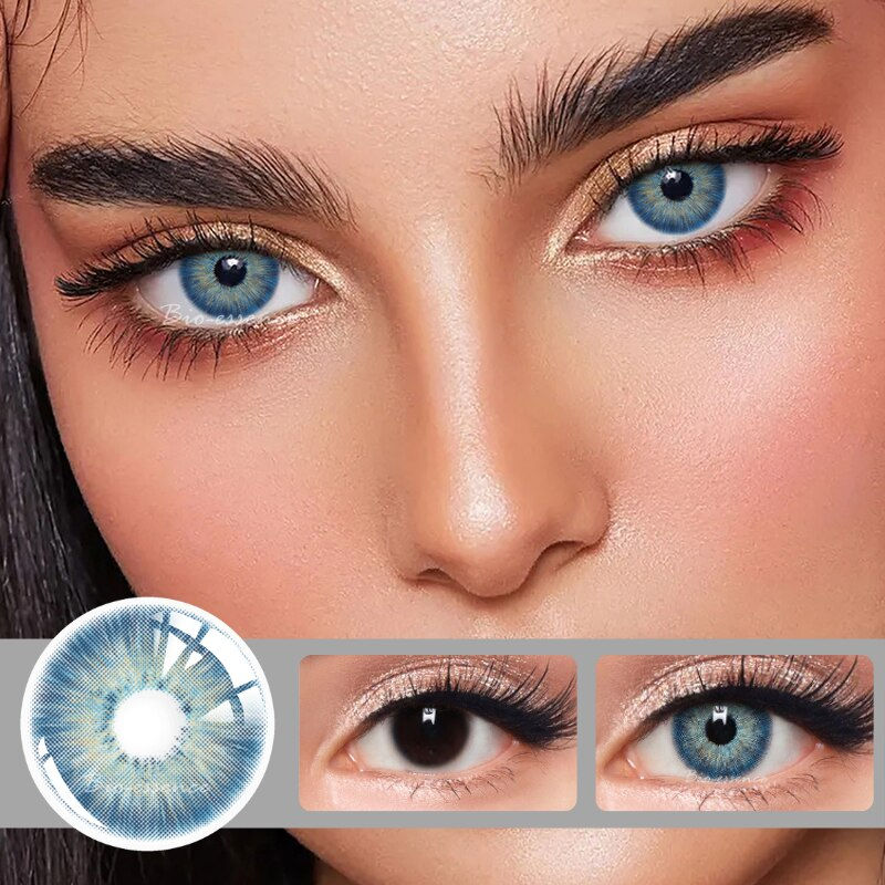 Thumbnail: Bio-essence 1 Pair Colored Contact Lenses Natural Look Brown Eye Lenses Gray Co