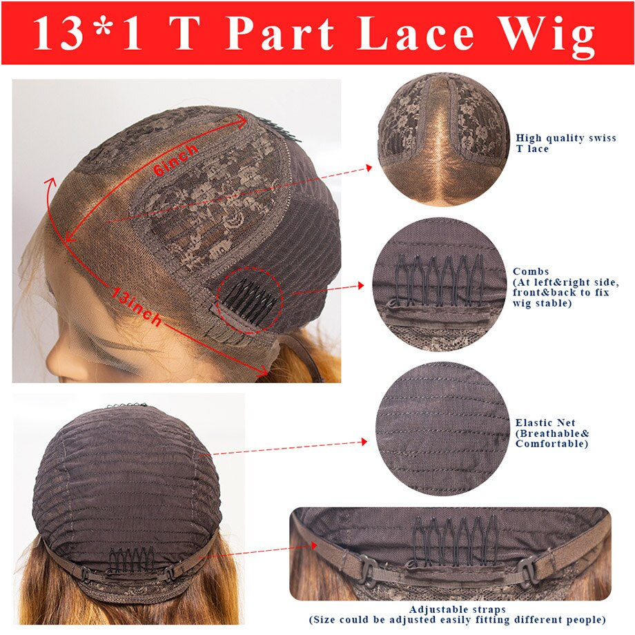 Thumbnail: Highlight Wig Human Hair Short Bob Wigs Bone Straight Remy Colored Human Hair W