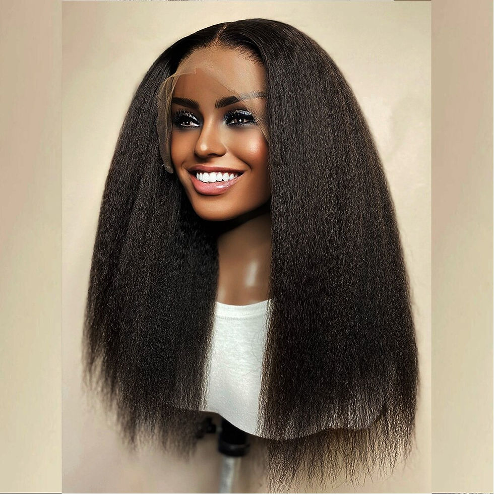 Thumbnail: Soft Long 28inches Natural Black 180Density Yaki Kinky Straight Deep Lace Front