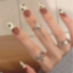 Thumbnail: 24Pcs checkerboard False Nails Wearable Fake Nails Full Cover Press On Square H
