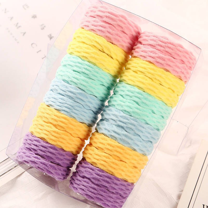 Thumbnail: 1Set Fashion Women Solid Colors Thick Elastic Rubber Bands Simple Style Pretty 