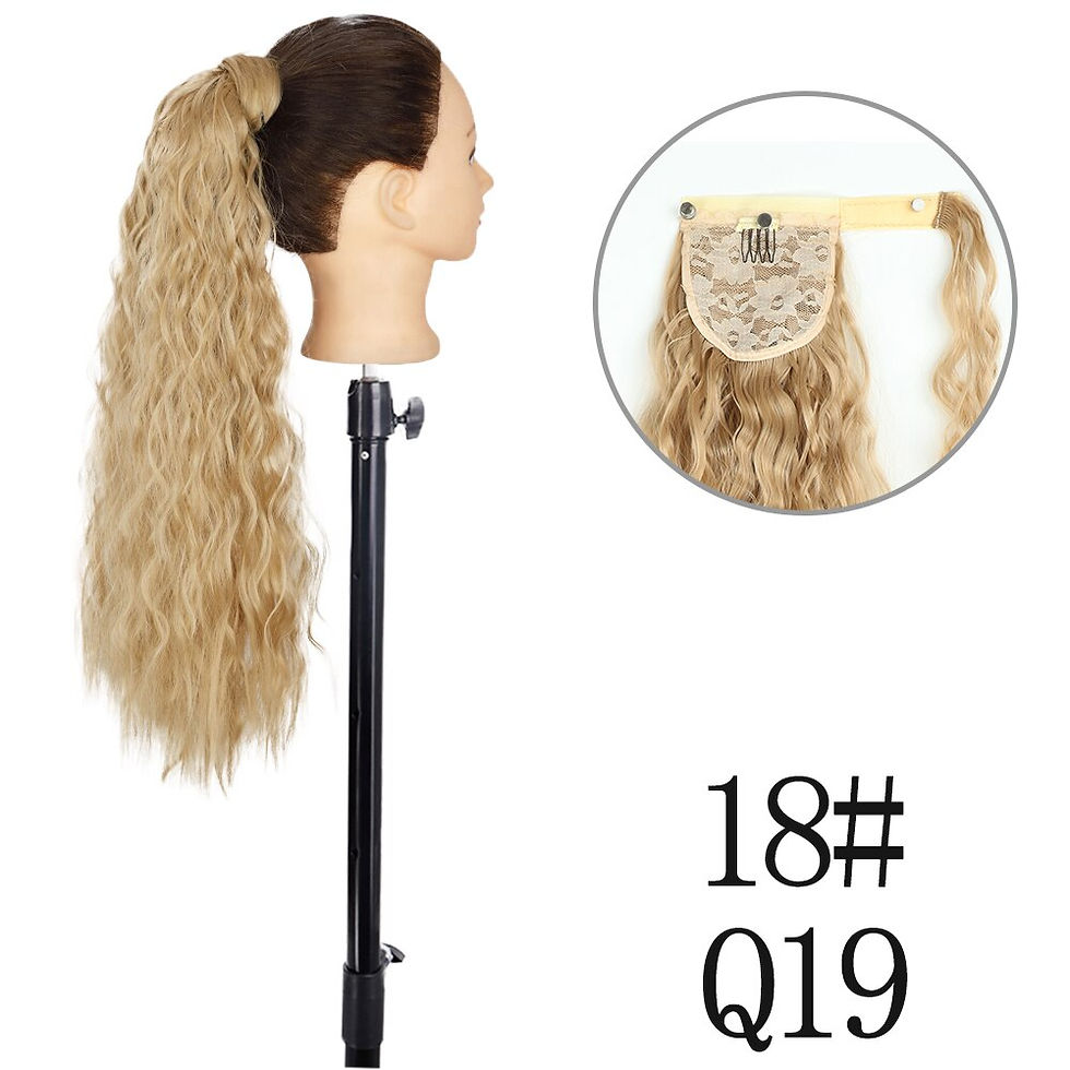 Thumbnail: 34Inches Synthetic Wavey Long Natural Hair Ponytail Extension Wrap Around Clip 