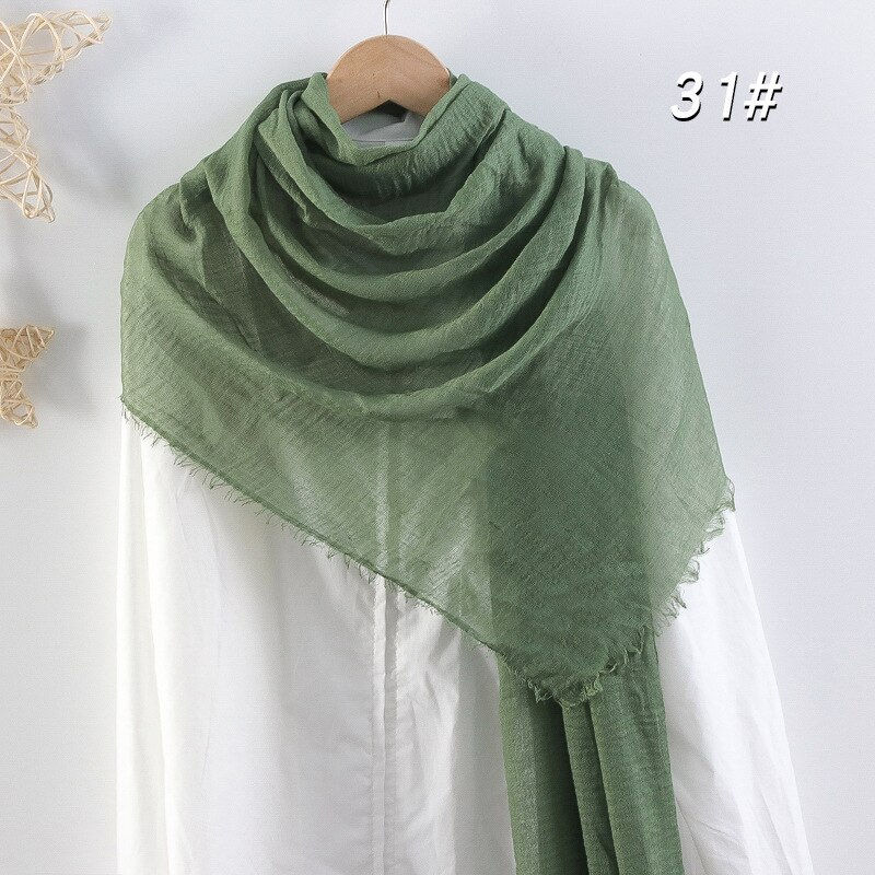 Thumbnail: 90x180cm Solid Colors Cotton Linen Large Scarf Black White Beige Red Blue Pink 
