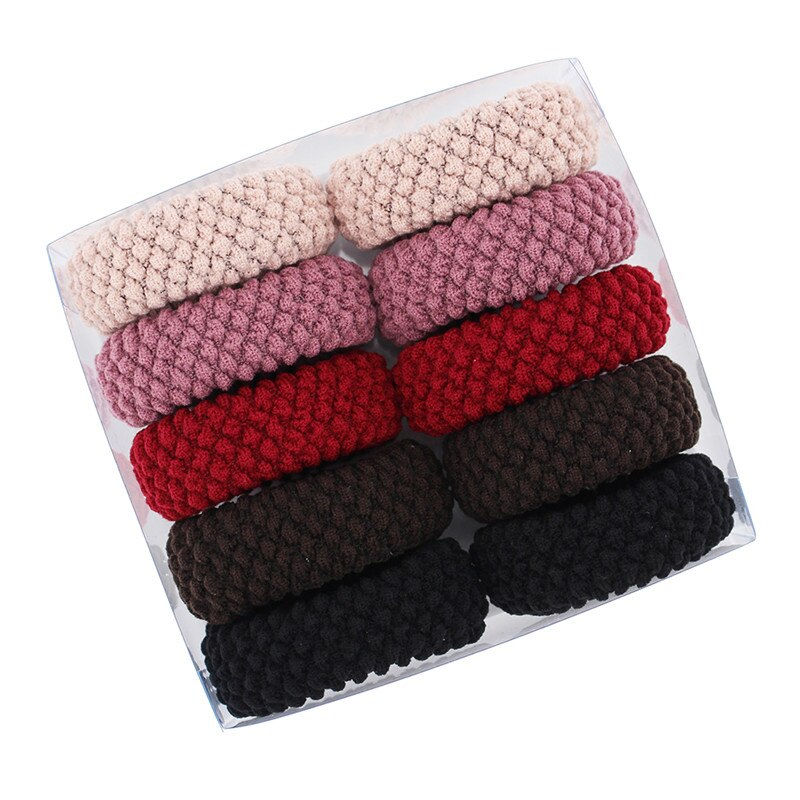 Thumbnail: 1Set Fashion Women Solid Colors Thick Elastic Rubber Bands Simple Style Pretty 