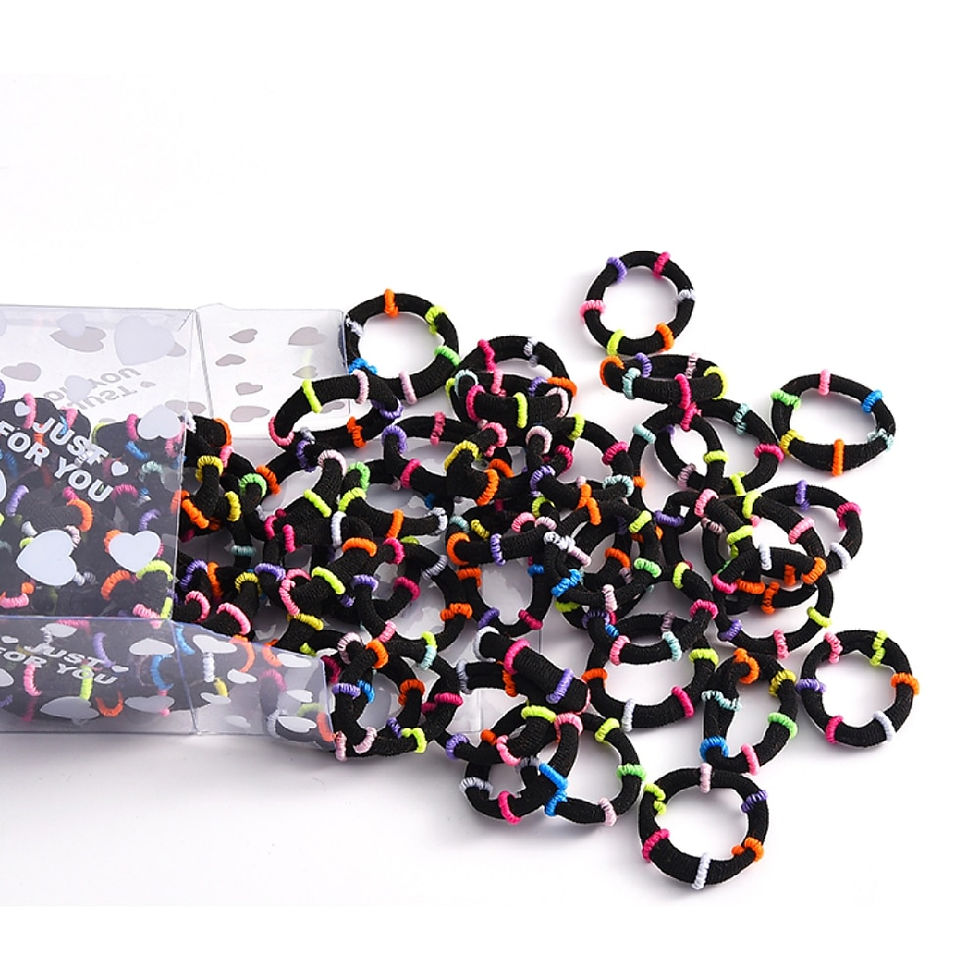 Thumbnail: 100pcs/Set Black Solid Rubber Band for Women Girl Nylon Small Big Elastic Hair 