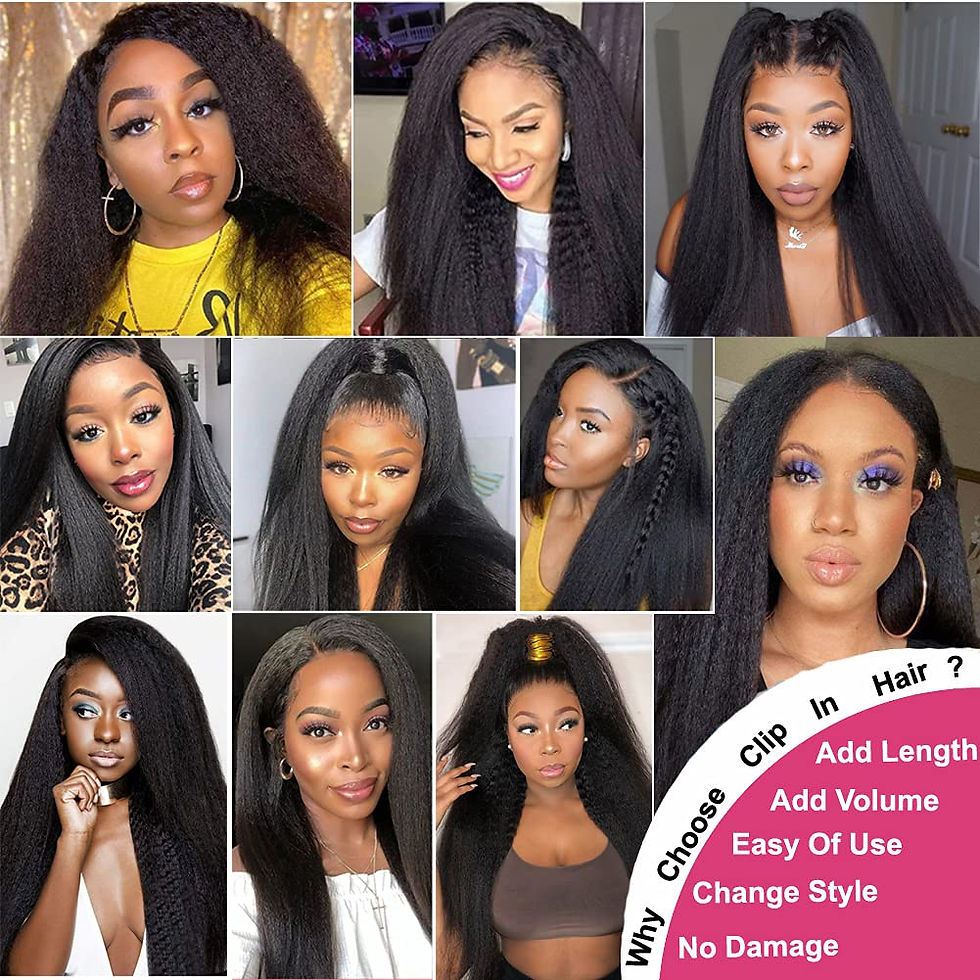 Thumbnail: Clip In Kinky Straight Human Hair Extensions Clips In Extension Full Head Brazi