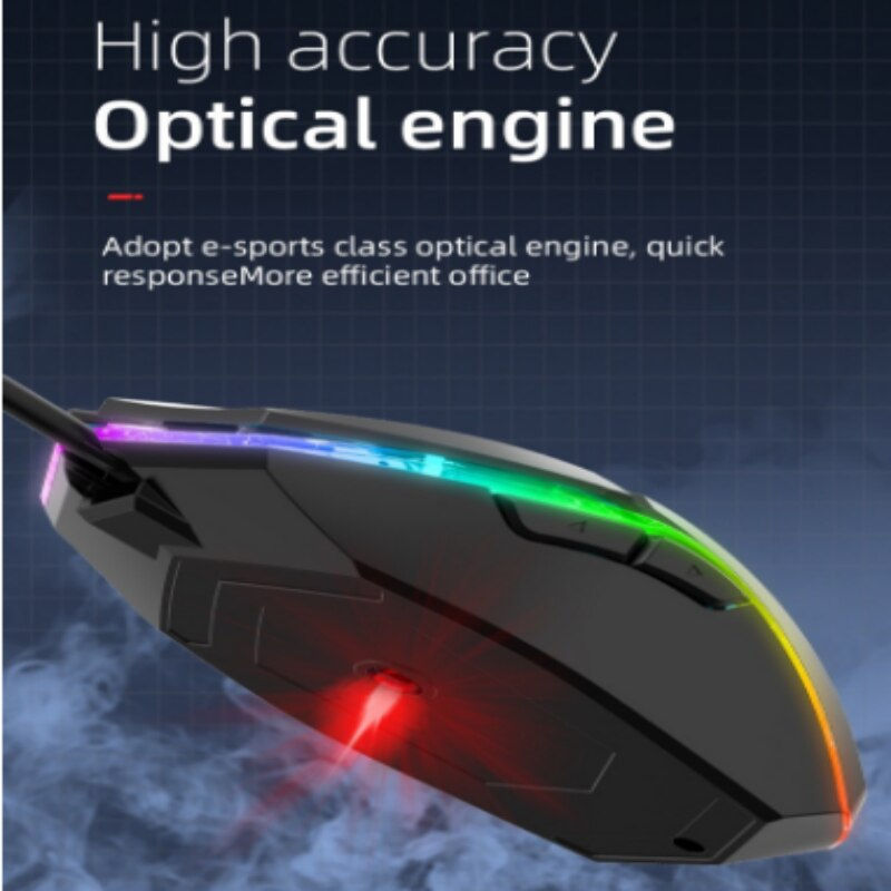 Thumbnail: Wired Gaming Mouse 1600 DPI Optical 6 Button USB Mouse With RGB BackLight Mute 
