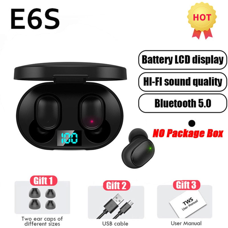 Thumbnail: TWS E6S Bluetooth Earphones Wireless bluetooth headset Noise Cancelling Headset