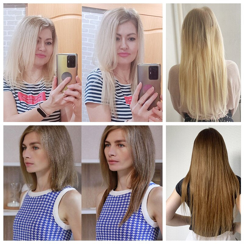 Thumbnail: Blonde Hair Extension Clip In Hair Extension Human Hair Natural Mega Hair Tic T