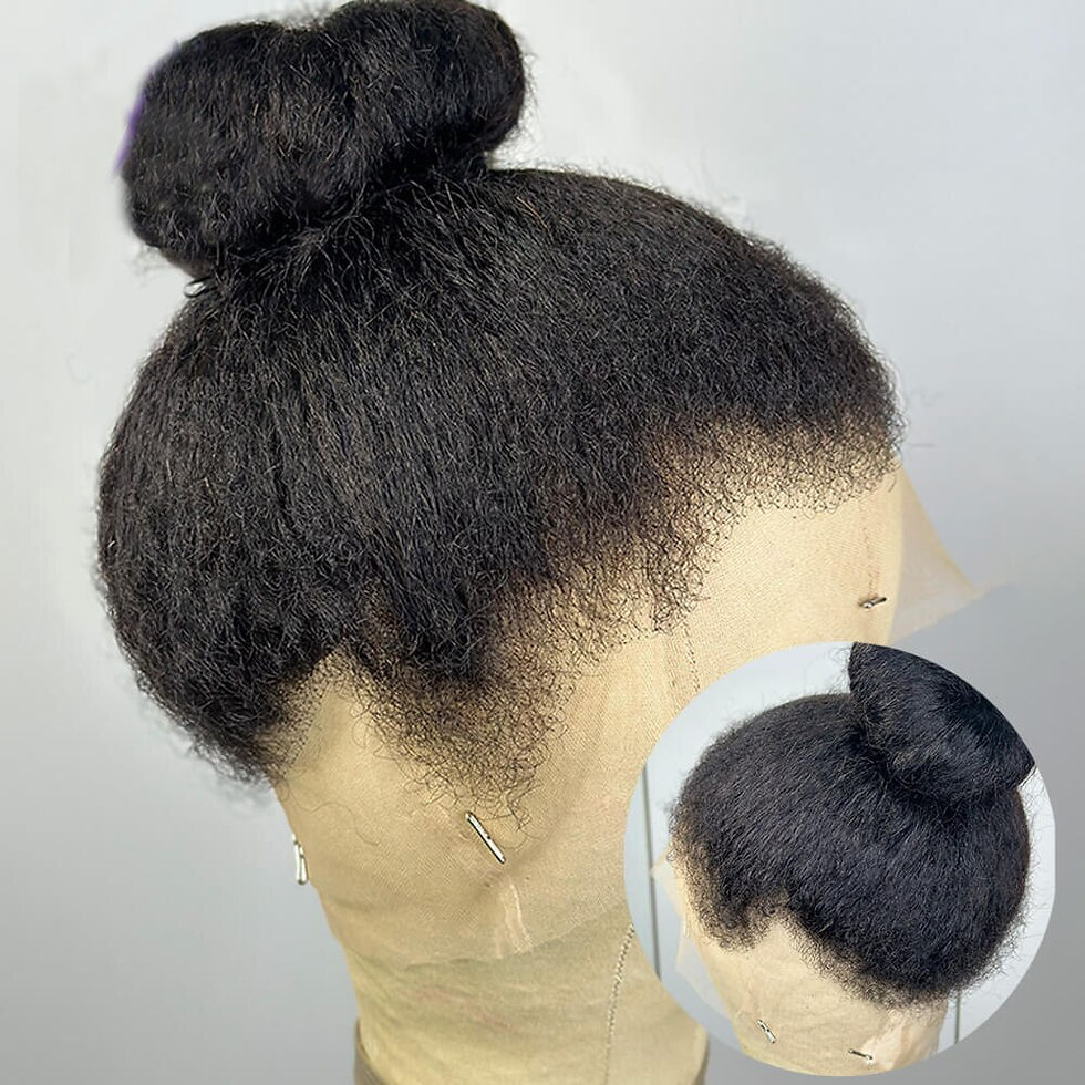 Thumbnail: Soft Long 28inches Natural Black 180Density Yaki Kinky Straight Deep Lace Front