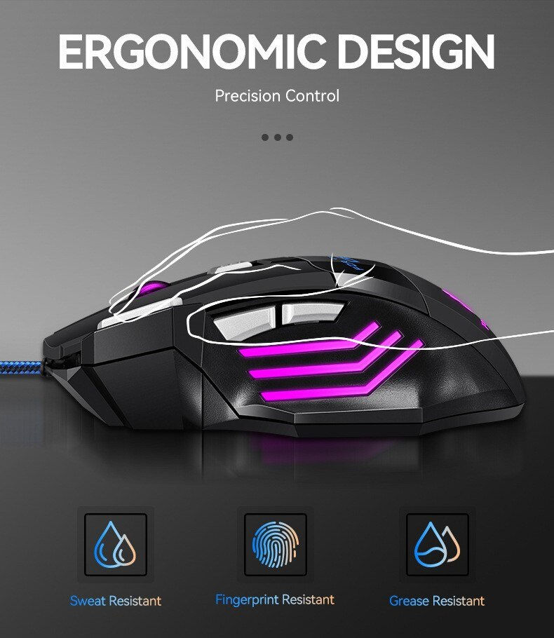 Thumbnail: New Hyperspeed USB Gaming Mouse RGB Backlit Ergonomic Game Mice 7D Esports Wire