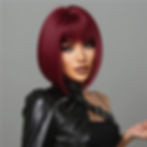 Thumbnail: Short Wine Red Bob Wigs For Women Burgundy Bob Wigs With Thick Bangs Heat Resis