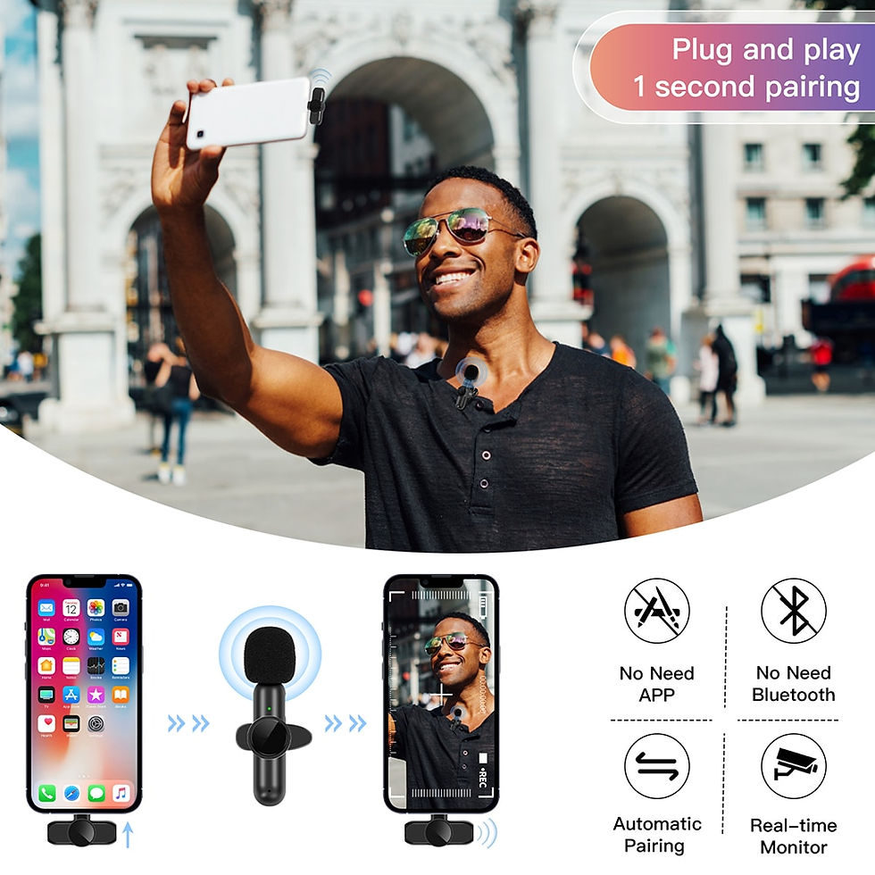 Thumbnail: 2.4G Wireless Lavalier Microphone Noise Cancelling Audio Video Recording for iP