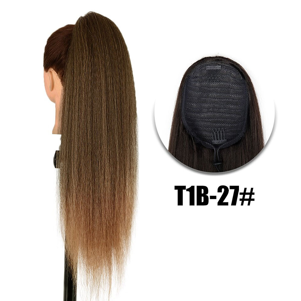 Thumbnail: Synthetic Yaki Straight Drawstring Ponytail Hair Extensions With 2 Plastic Comb