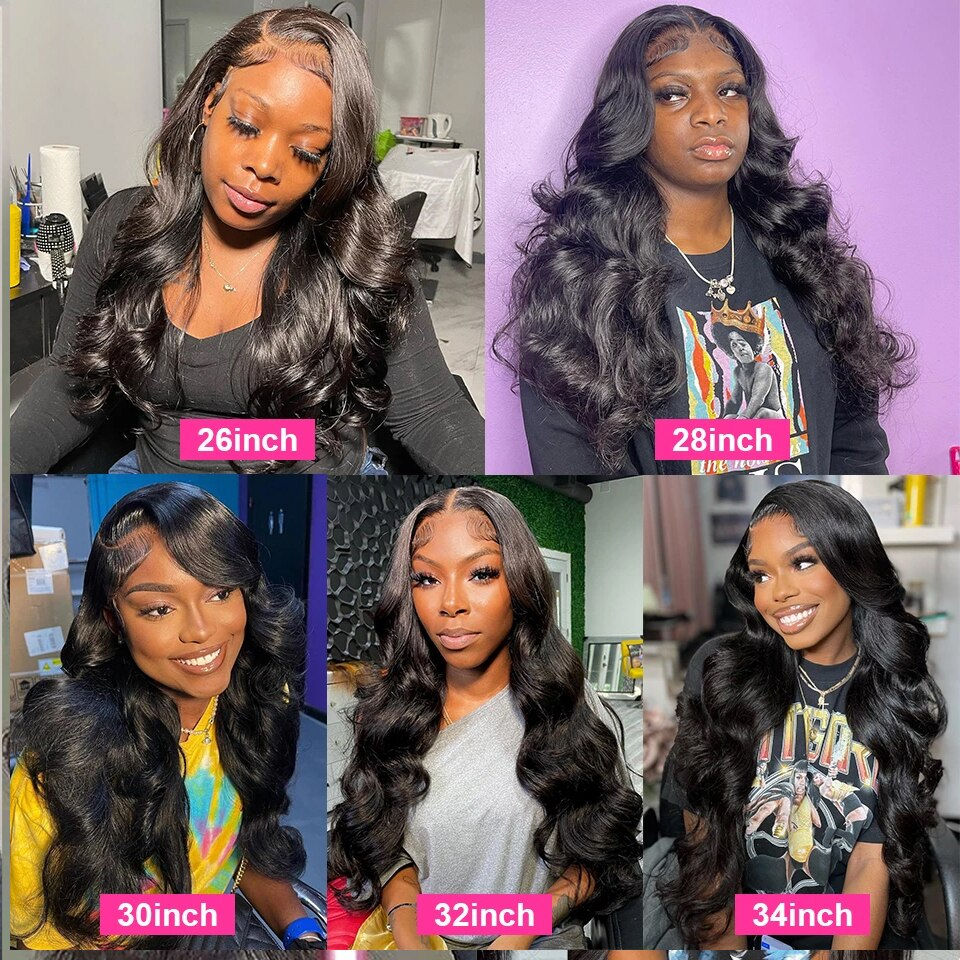 Thumbnail: 13X4 Lace Frontal Wigs 30 34Inch Body Wave Lace Front Wig 180% Brazilian Transp