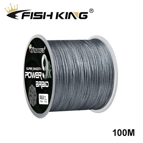 FISH KING 100M PE Fishing Line 9 Strands 20LB-100LB Multicolor Reverse Spiral