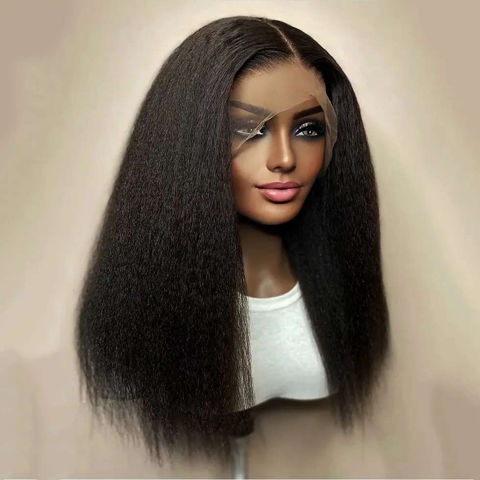 Thumbnail: Kinky Straight Wig Reddish Brown Synthetic 13X4 T Part Lace Front Wigs For Wome