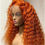 الصورة المصغرة: Preplucked 26Inches Long 180%Density Glueless Orange Kinky Curly Lace Front Wig