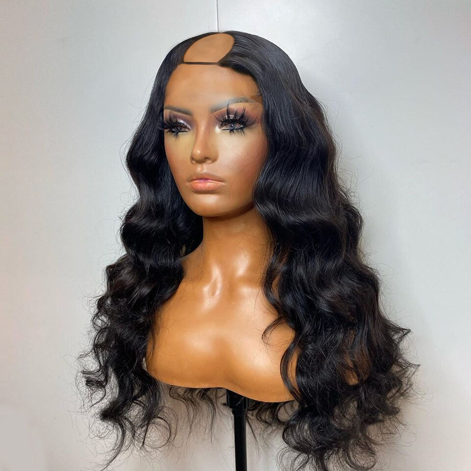 Thumbnail: Glueless 24 inch Free Part Long Body Wave U Part Wig European Remy Human Hair W
