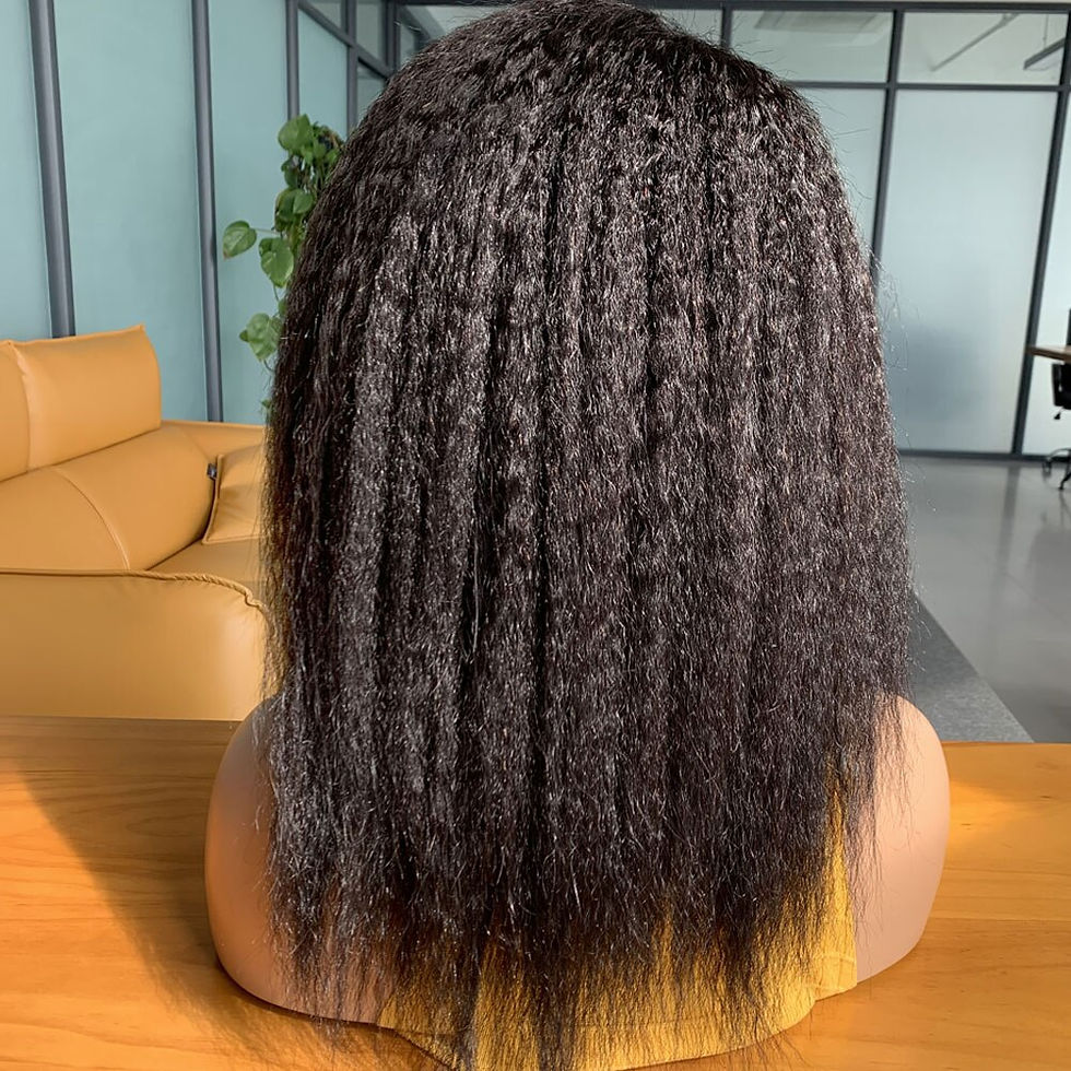 Thumbnail: Soft Yaki Bob Long Natural Black Kinky Straight Hair Wig For Women Natural Hair